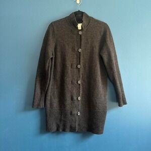 Vintage Merino Wool Cardigan Women's Size XL Gray Kenar Sweater Long Sleeve